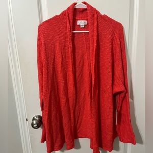 Velvet by Graham and Spencer hibiscus orange red lightweight cardigan NWT